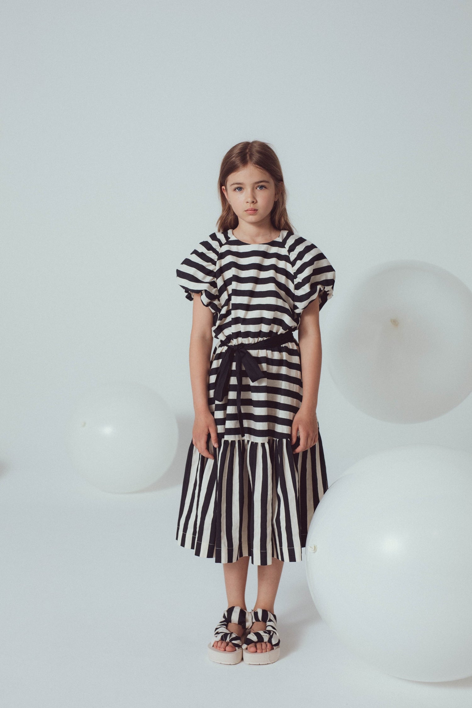 Unlabel Black and Milk Stripes Zoey  Dress