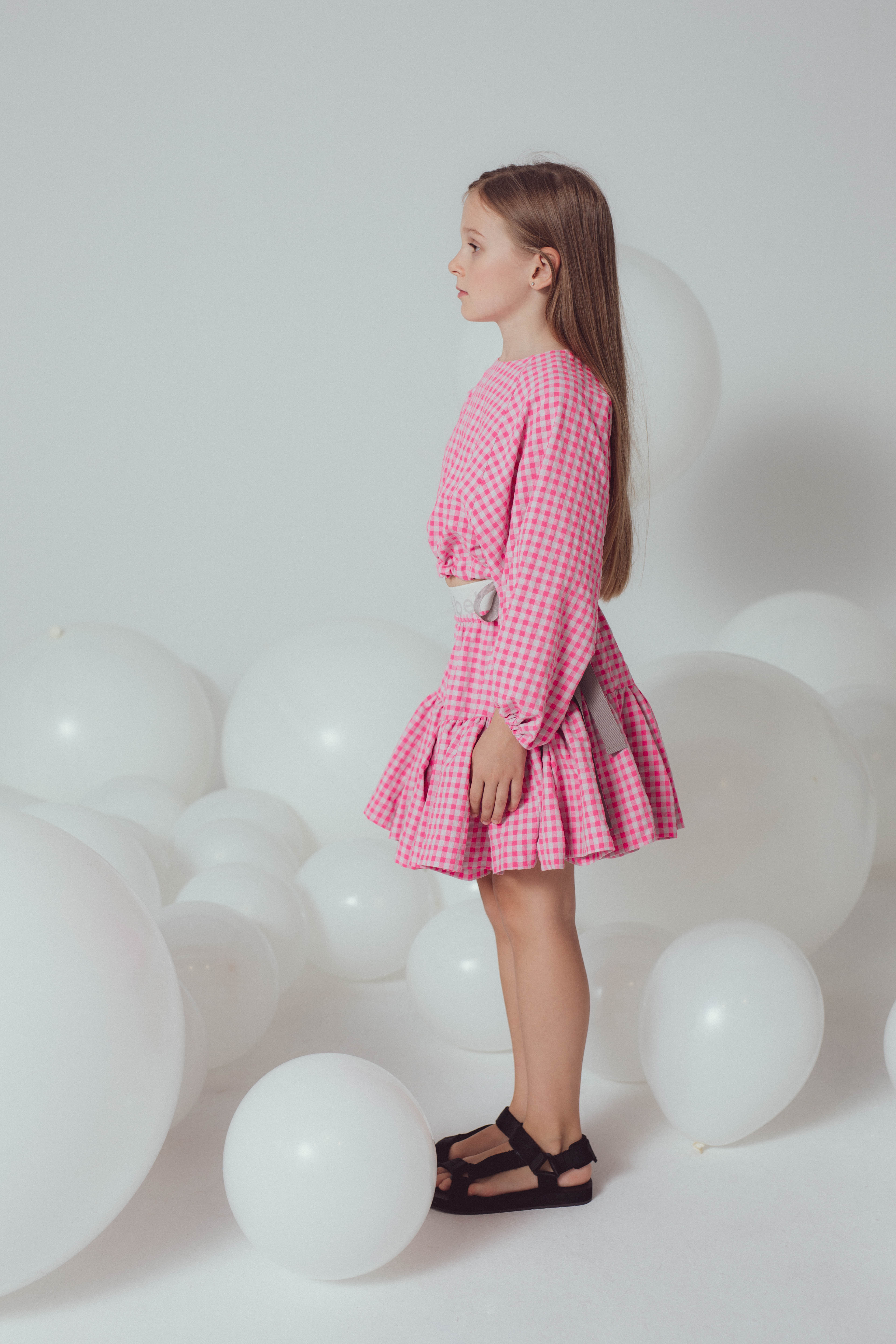 Unlabel Pink and Grey Checks Ava Skirt