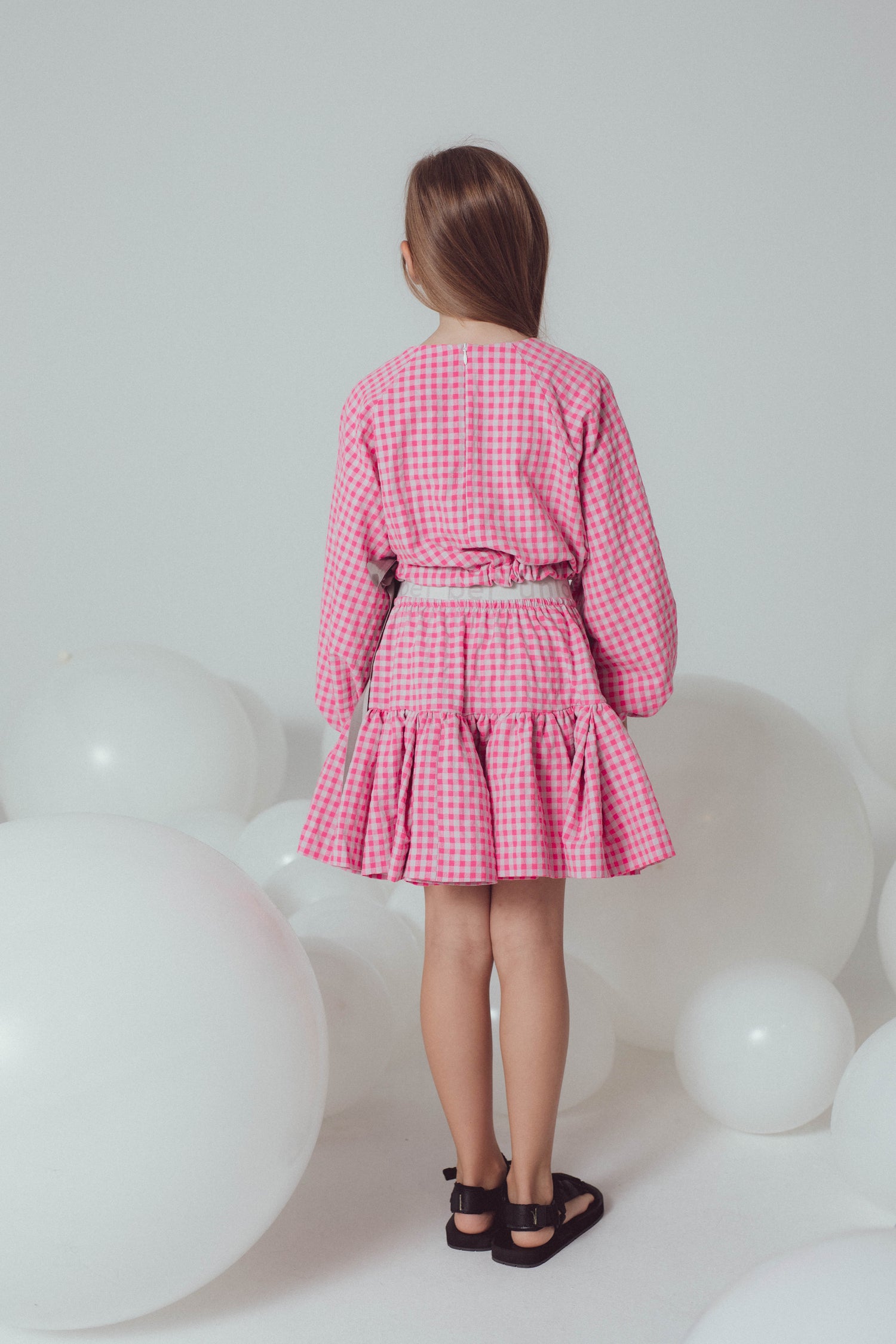 Unlabel Pink and Grey Checks Ava Skirt