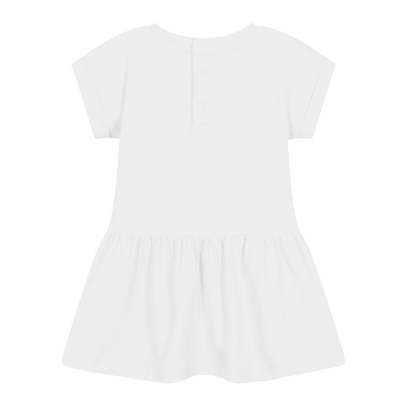 Moschino White Sketched Logo Waisted Dress