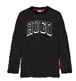 Hugo Black Varsity Logo Ls Tshirt