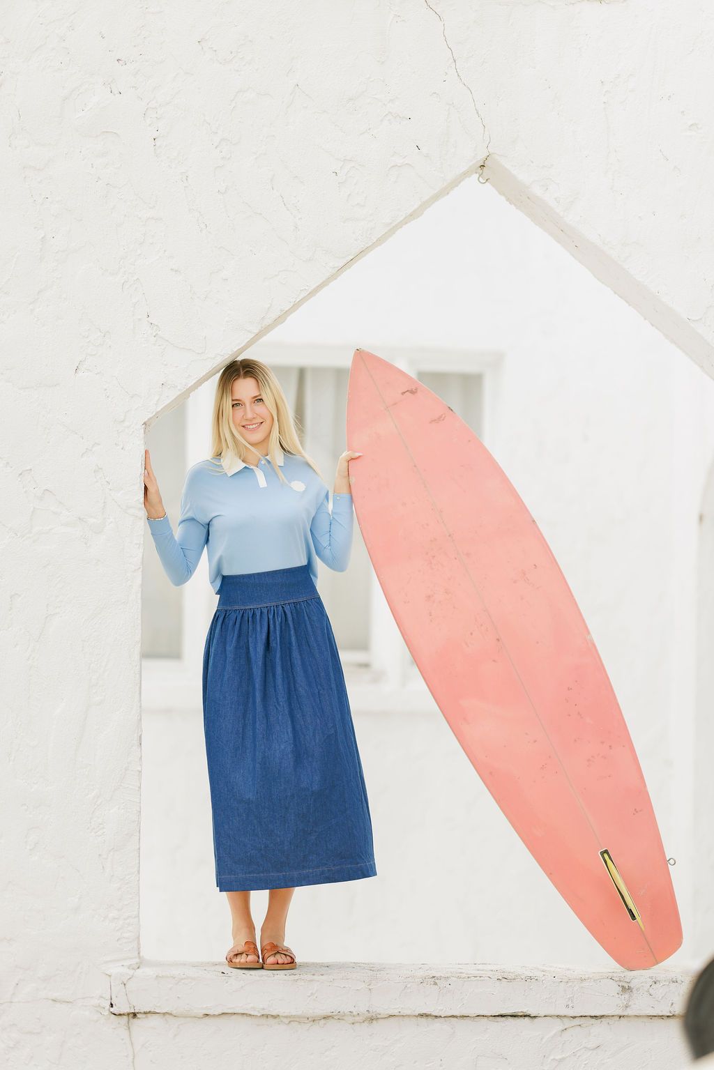 Eleve Blue Cropped Polo
