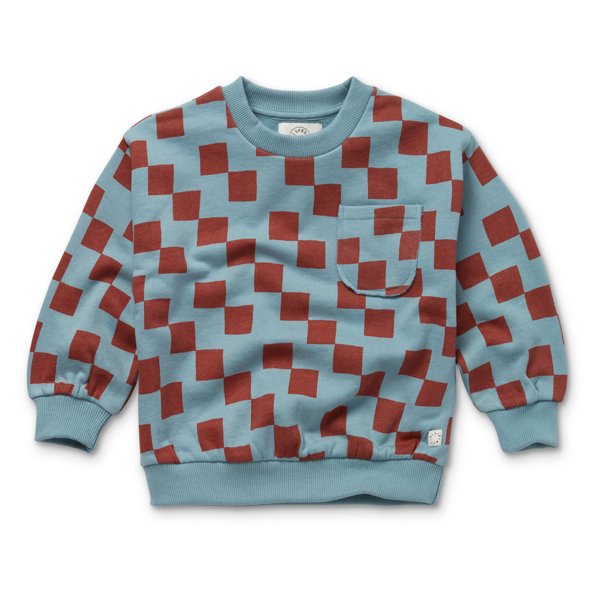 Sproet and Sprout Blue and Rust Block Print Sweatshirt