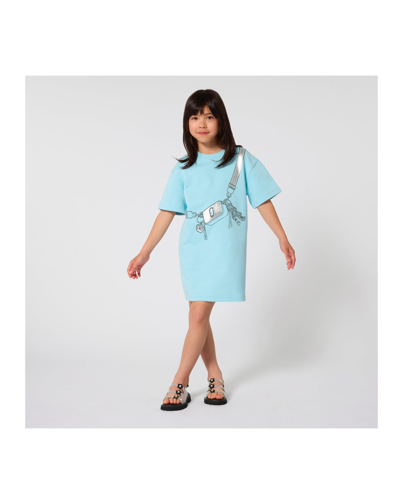 Little Marc Jacobs Pale Blue Cotton French Terry Dress