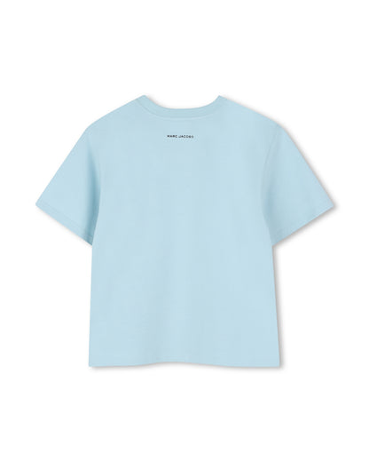 Little Marc Jacobs Pale Blue T-Shirt in Cotton Jersey