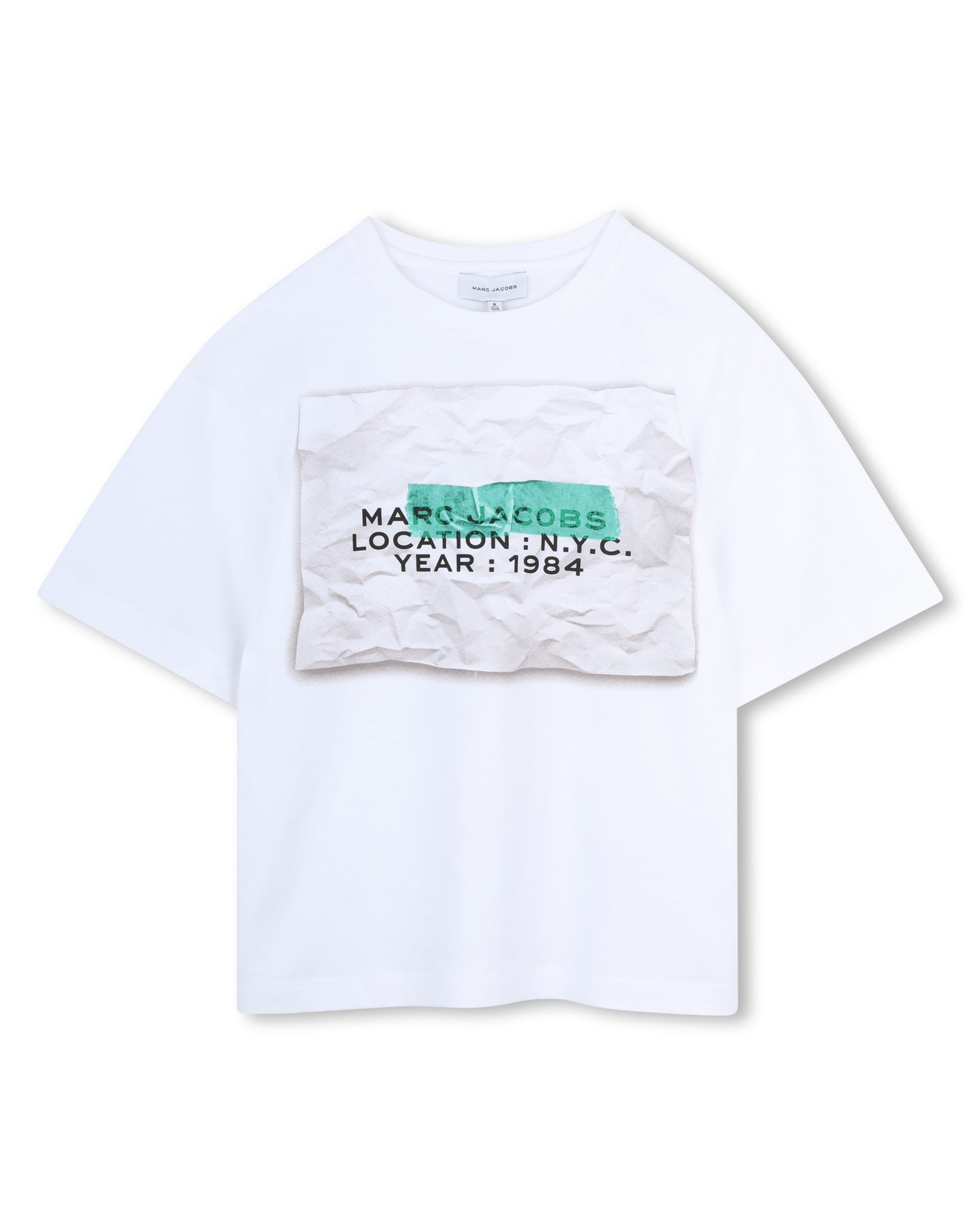 Little Marc Jacobs Green White T-Shirt in Cotton Jersey