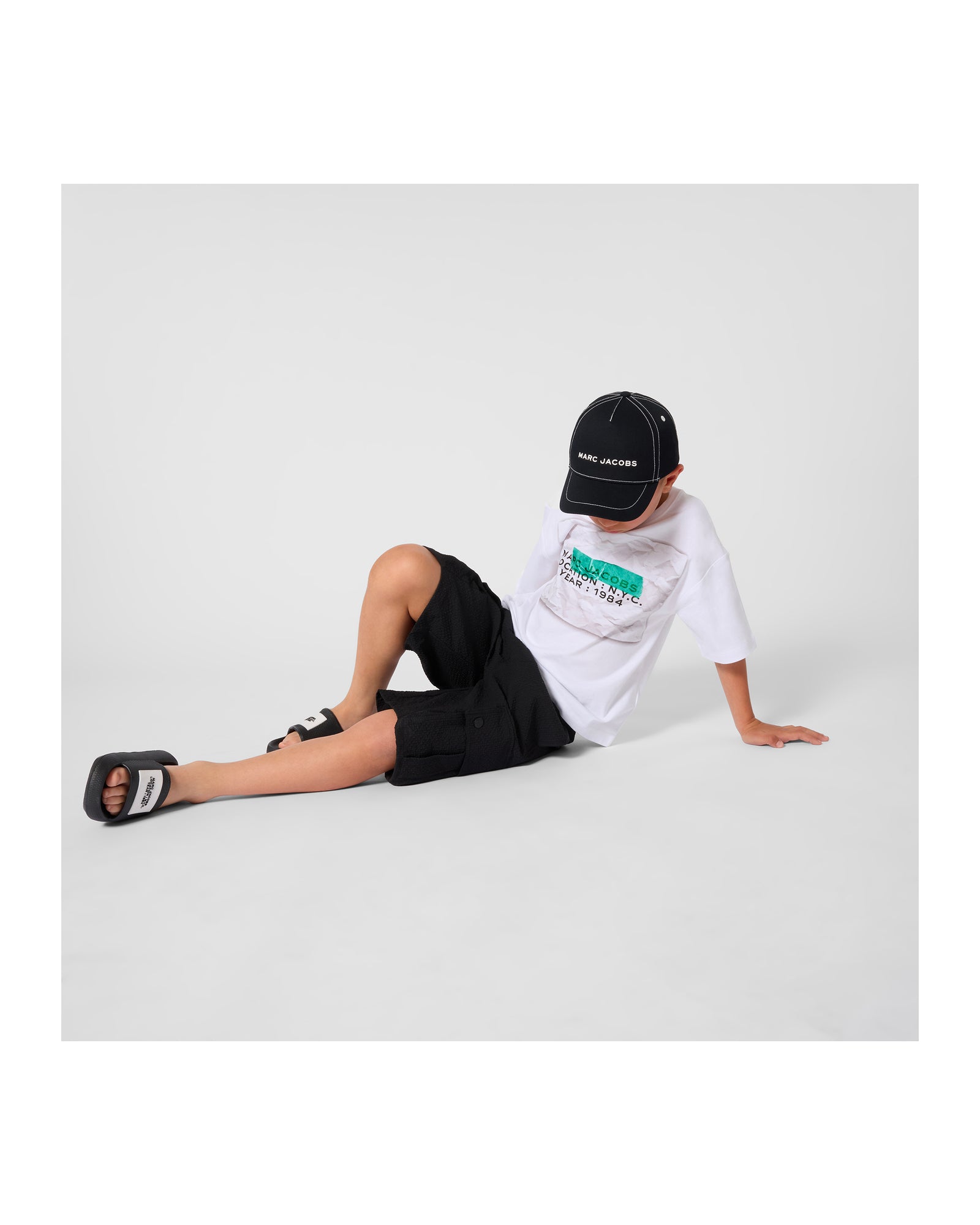 Little Marc Jacobs Green White T-Shirt in Cotton Jersey