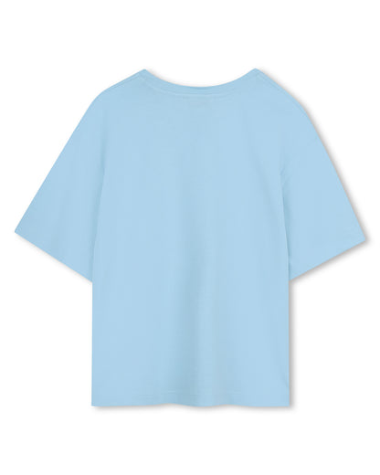 Little Marc Jacobs Pale Blue T-Shirt in Cotton Jersey Illustration