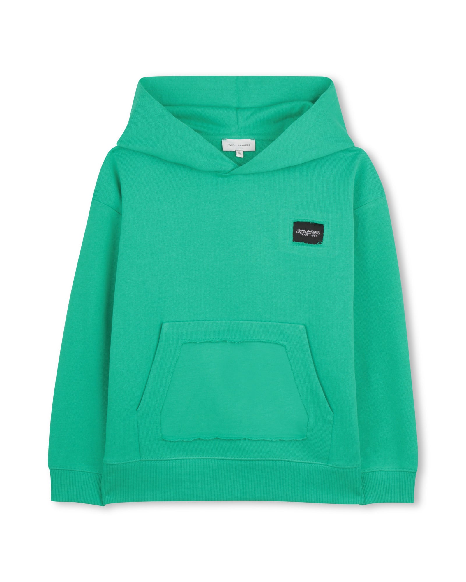 Little Marc Jacobs Sea Green Hooded Sweatshirt in Organic Cotton Fleece