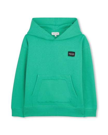 Little Marc Jacobs Sea Green Hooded Sweatshirt in Organic Cotton Fleece