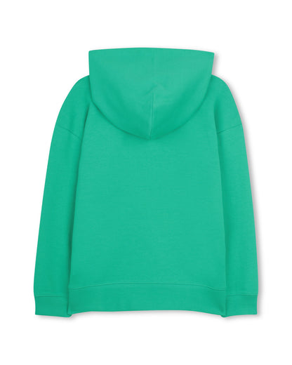 Little Marc Jacobs Sea Green Hooded Sweatshirt in Organic Cotton Fleece