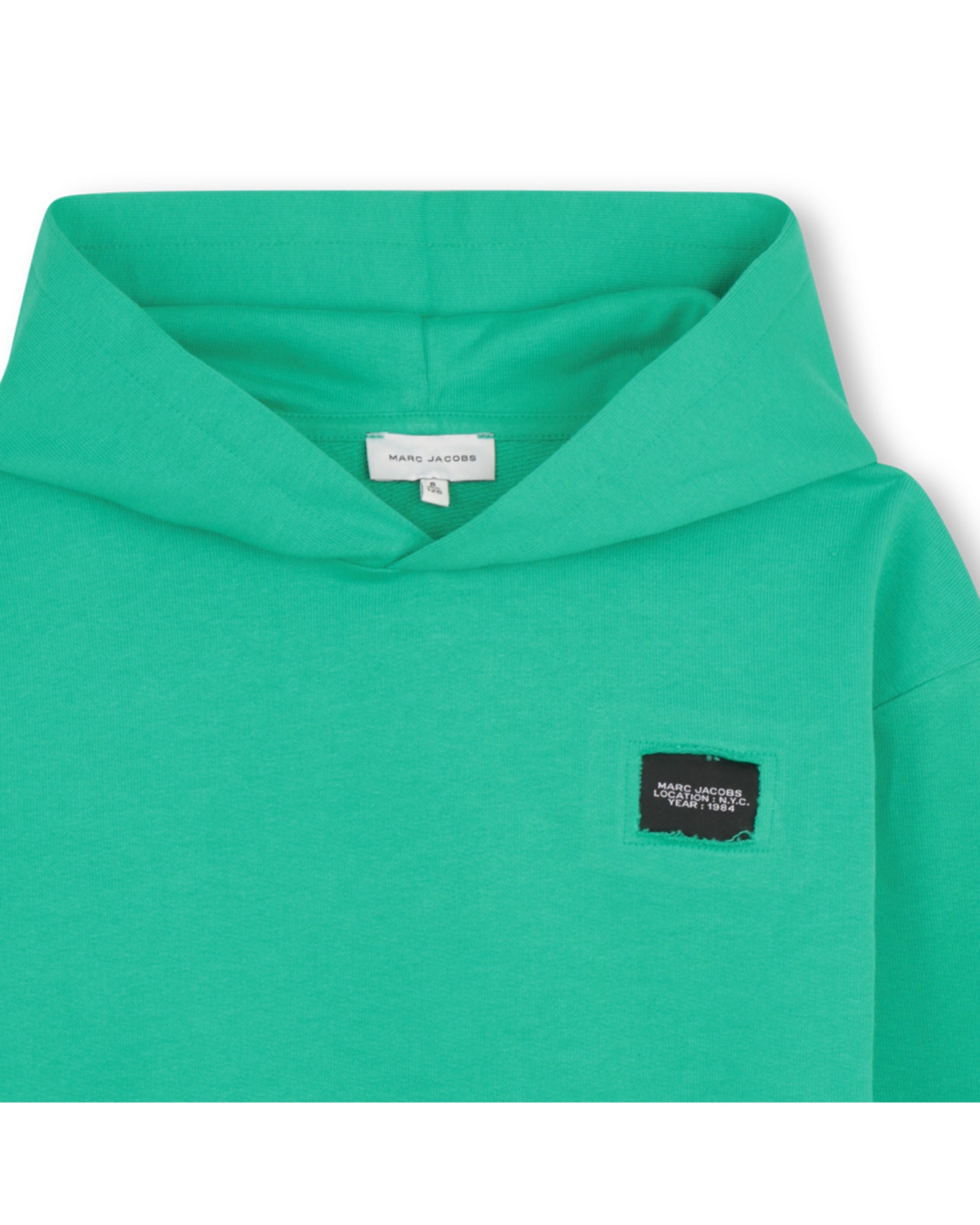 Little Marc Jacobs Sea Green Hooded Sweatshirt in Organic Cotton Fleece