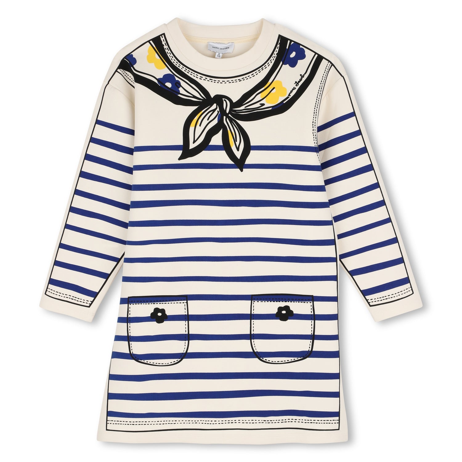 Little Marc Jacobs Girls Ivory Long Sleeved Dress