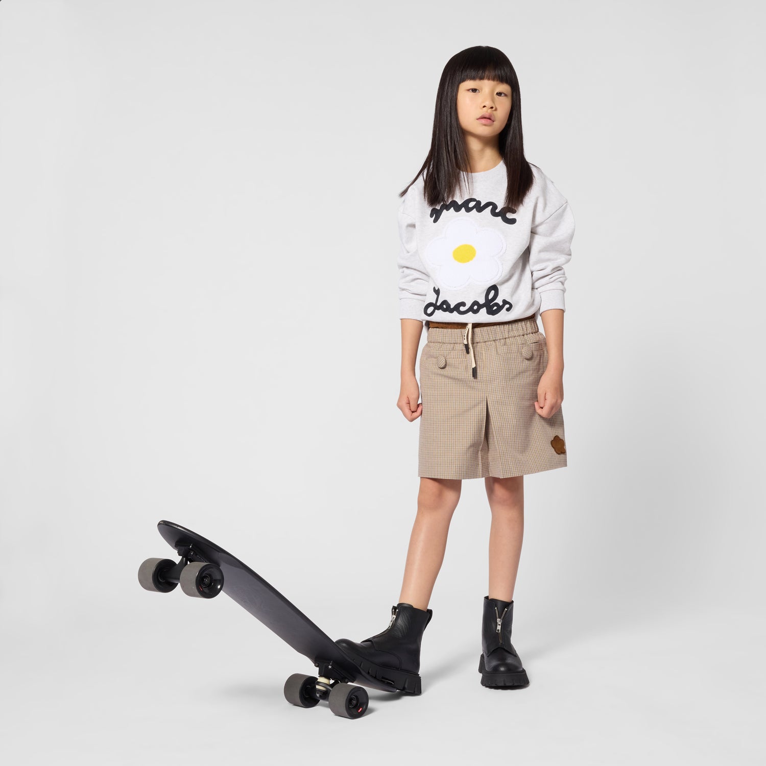 Little Marc Jacobs Girls Light Heather Gray Sweatshirt