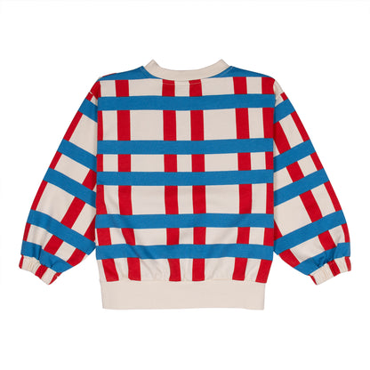 Wynken Red and Blue Checked Cumulo Sweatshirt