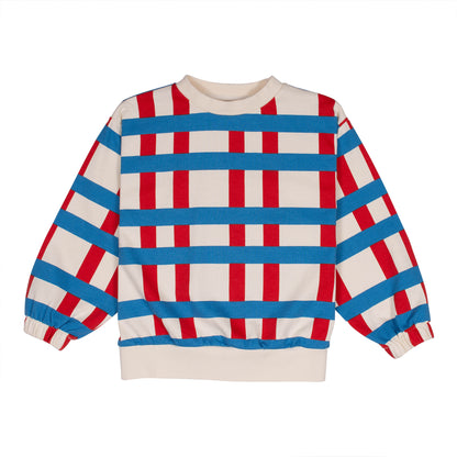 Wynken Red and Blue Checked Cumulo Sweatshirt