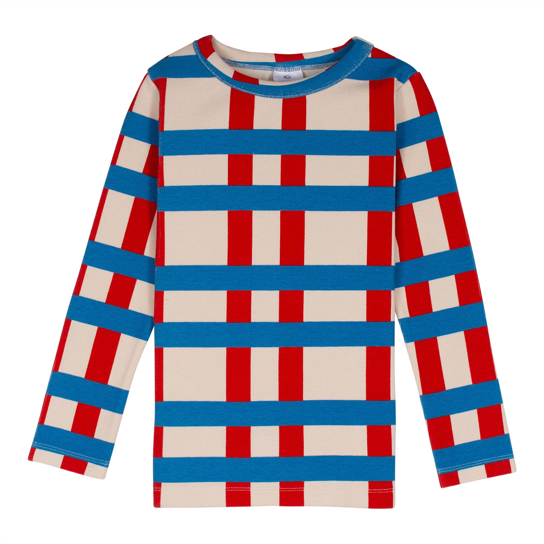 Wynken Red and Blue Big Checked Fitted Tee Shirt