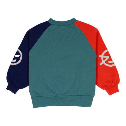 Wynken Red, Navy and Teal Colorblock Sweatshirt