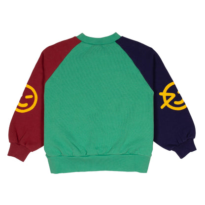 Wynken Navy, Burgundy, and Green Colorblock Sweatshirt