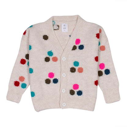 Wynken Cream with Multi Dot Flag Cardigan