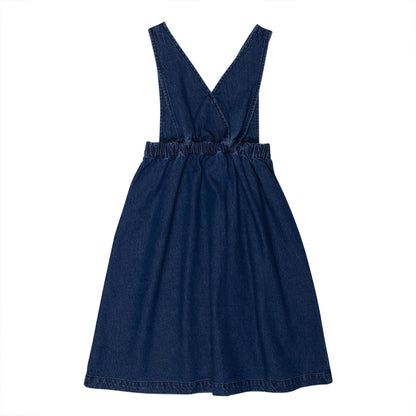 Wynken Blue Denim Midi Pinafore Dress