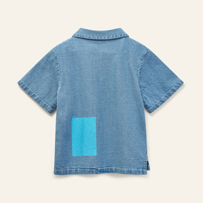 Wynken Setting Sun Navy Kite Block Jean Shirt