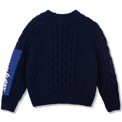 Wynken Navy Aran Knit Sweater