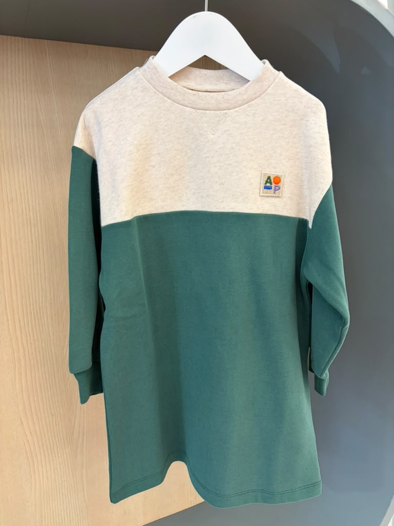 Arsene Baby Green Colorblock Fleece Dress