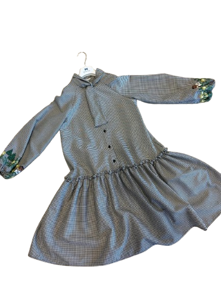 Piccola Ludo Girls Long Pandoro Bianco/Nero Dress