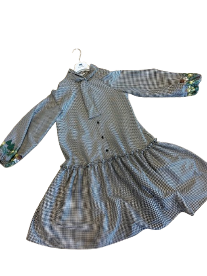 Piccola Ludo Girls Long Pandoro Bianco/Nero Dress