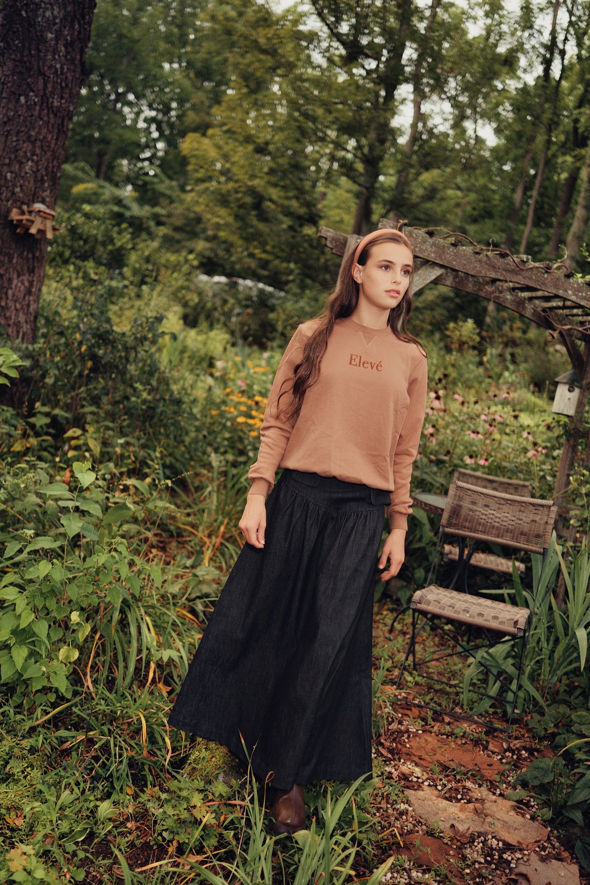 Eleve Teens Camel V Neck Sweatshirt