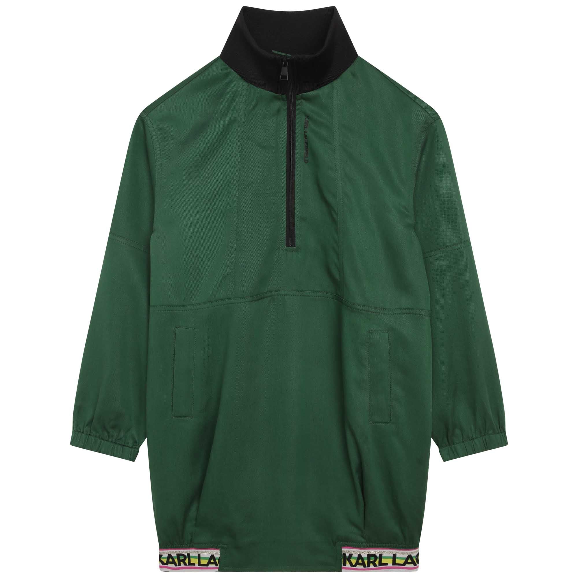 Karl Lagerfeld Pine Green Zipper Sweat Dress