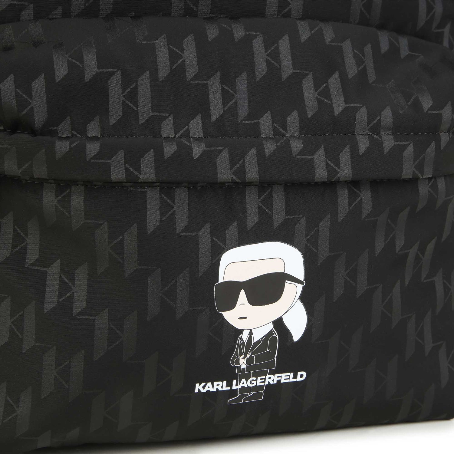 Karl Lagerfeld Black Allover Logo and Mascot Print Backpack