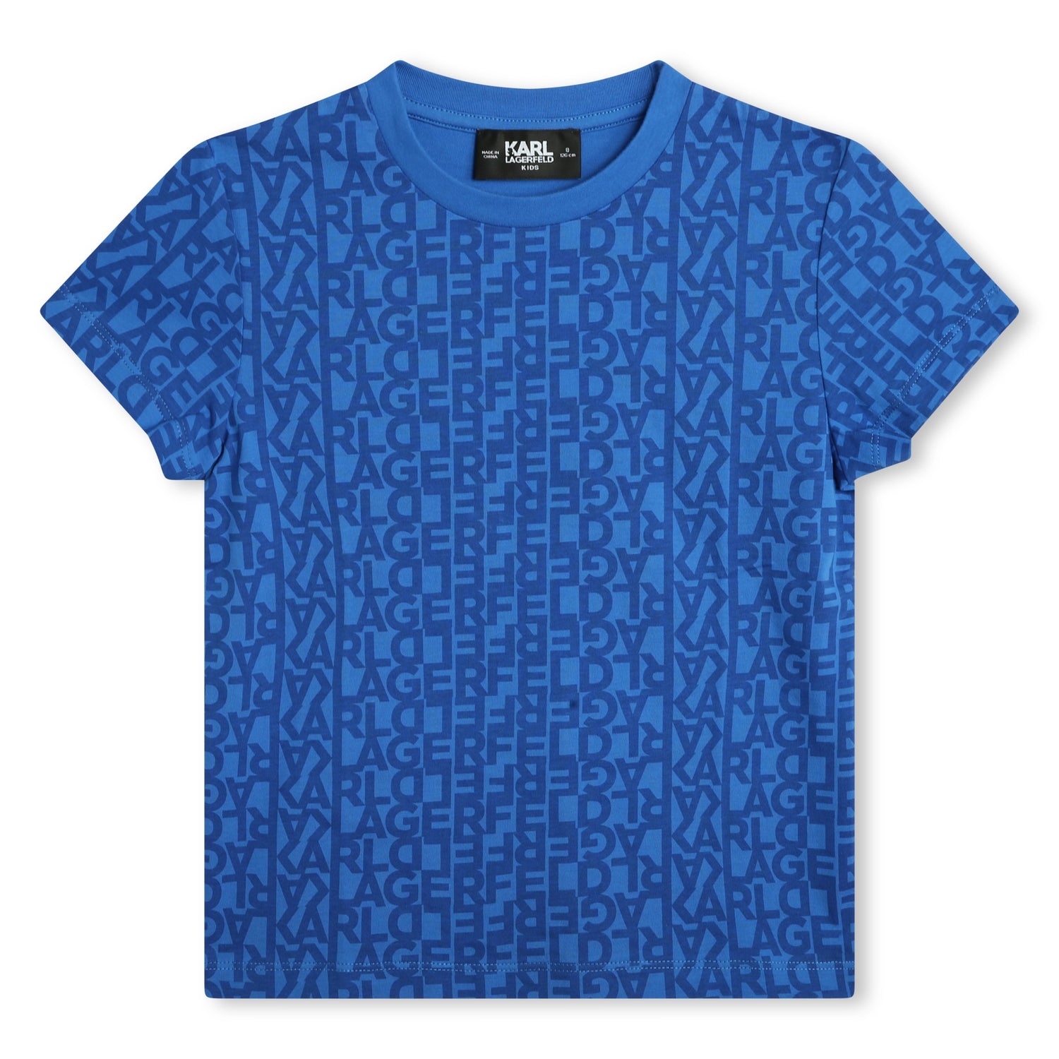 Karl Lagerfeld Cobalt Blue Allover Logo Tee Shirt