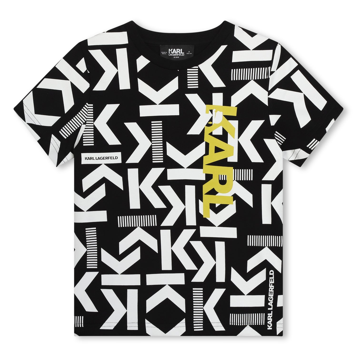 Karl Lagerfeld Black and White Allover Logo Tee Shirt