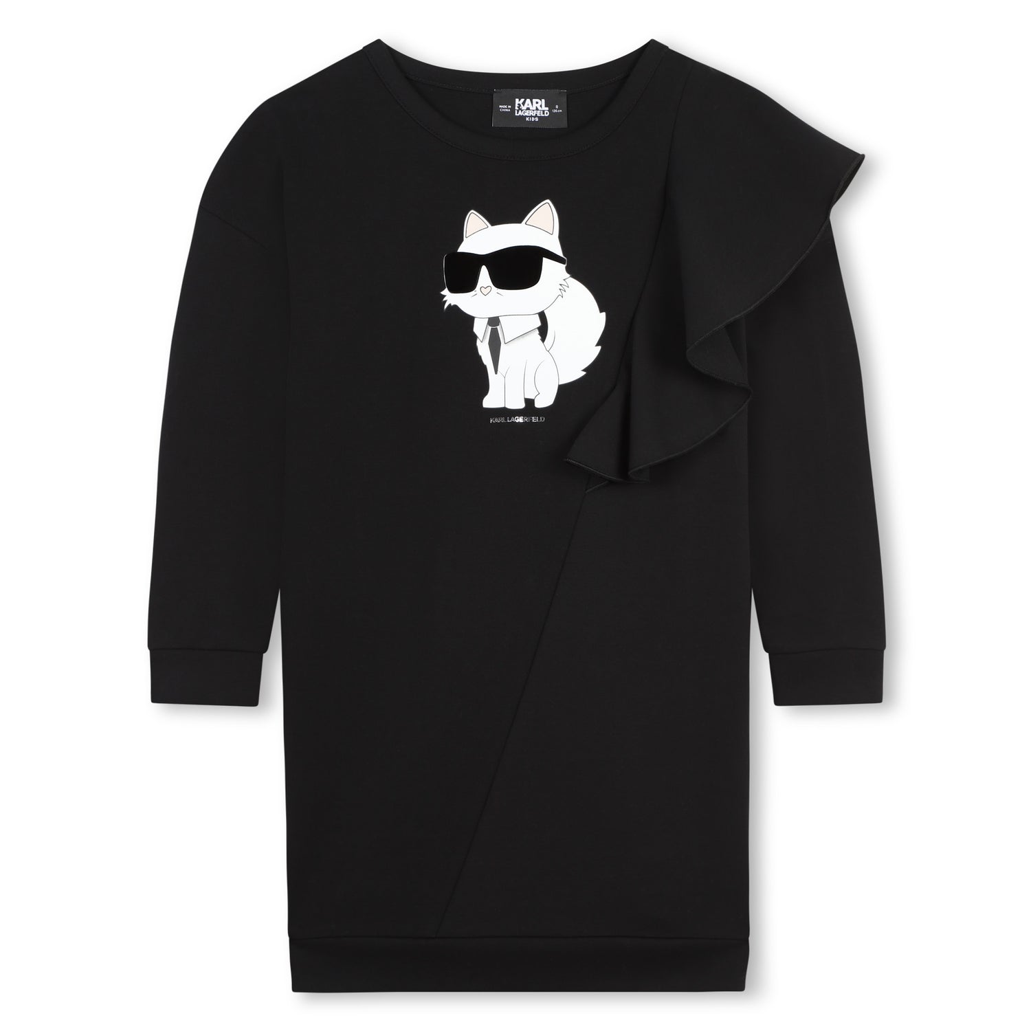 Karl Lagerfeld Black Mascot with Ruffle Dress