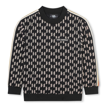 Karl Lagerfeld Black Small Allover Print Sweatshirt