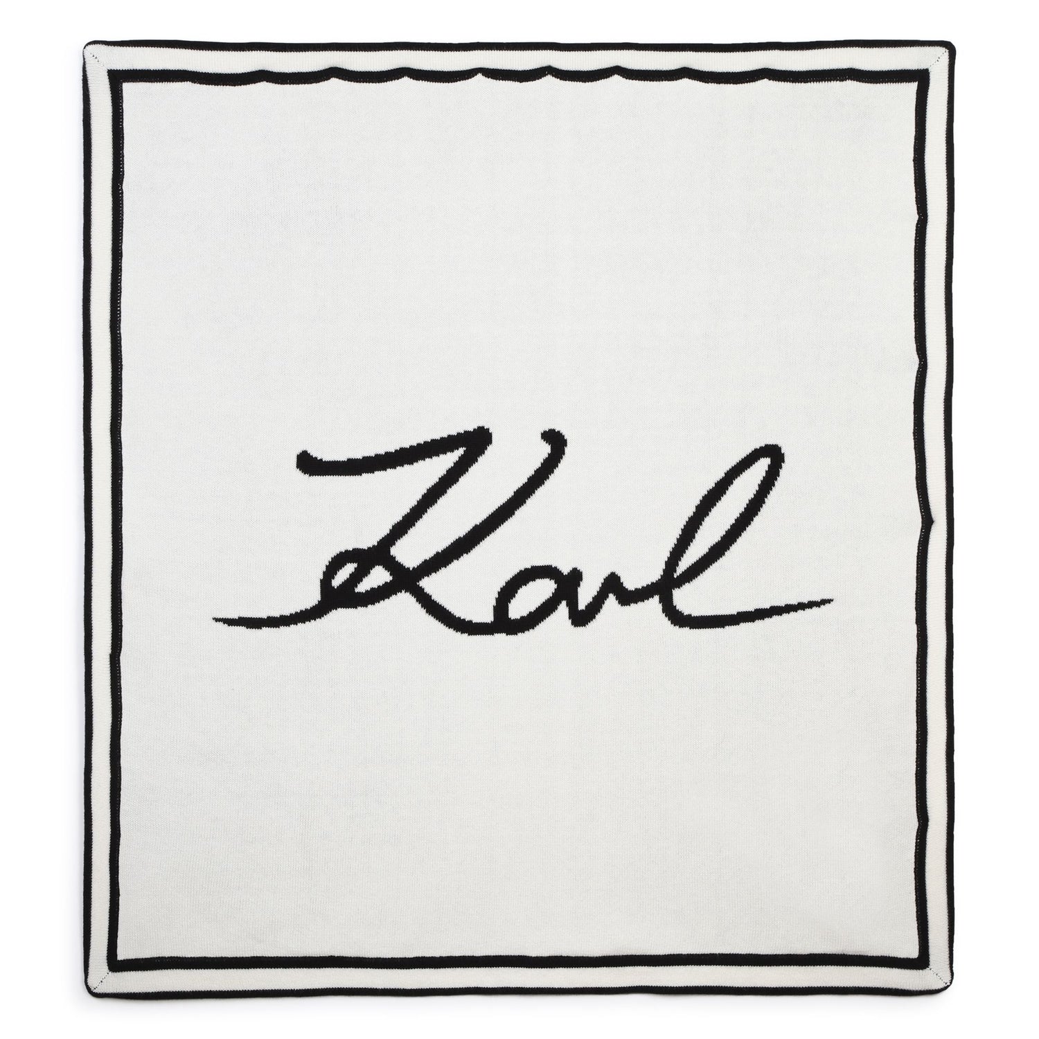 Karl Lagerfeld Cream Logo Knit Blanket