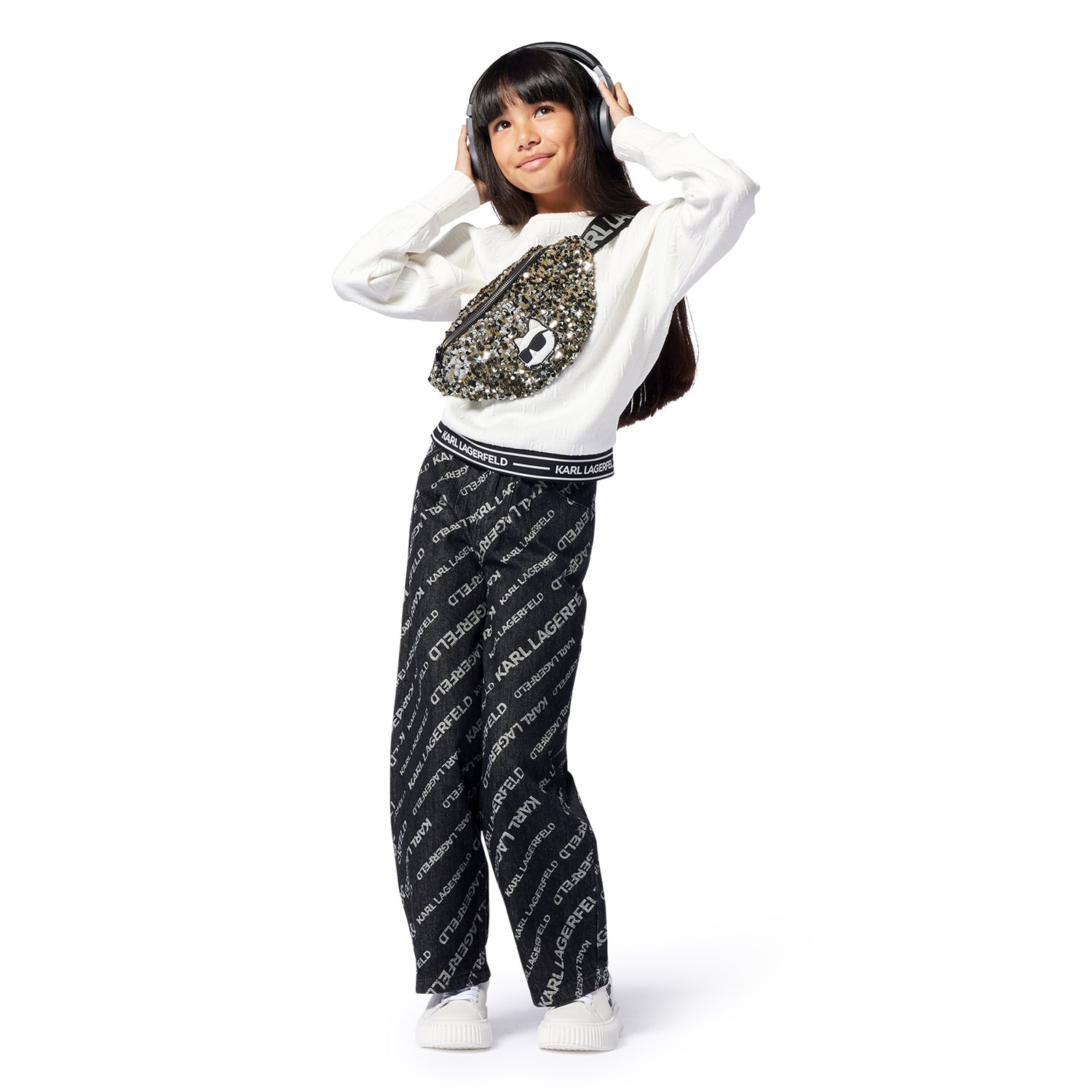 Karl Lagerfeld Ivory Girls Jacquard Sweatshirt