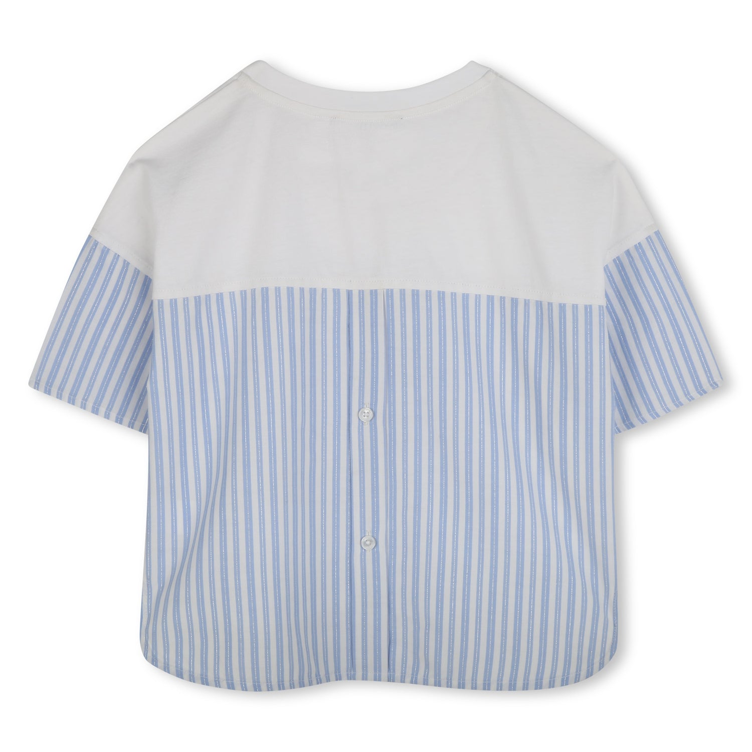 Karl Lagerfeld Girls White Blue Logo Bi Material Blouse