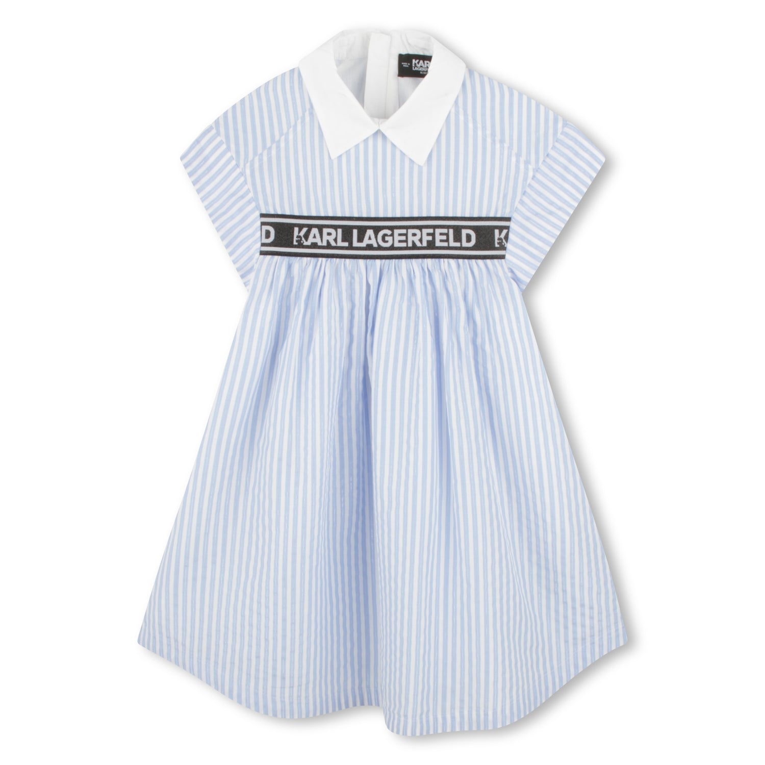 Karl Lagerfeld Girls White Blue Striped Short Dress