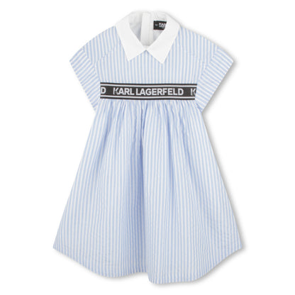Karl Lagerfeld Girls White Blue Striped Short Dress