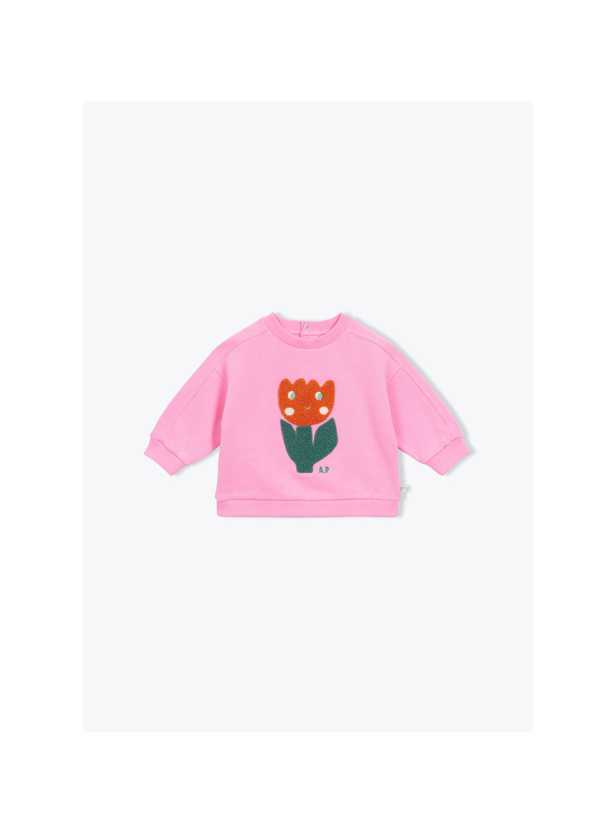 Arsene Baby Bubble Gum Floral Embroidered Sweatshirt