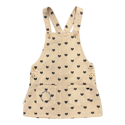 Piupiuchick Girls Beige Heart Button-Strap Short Dress