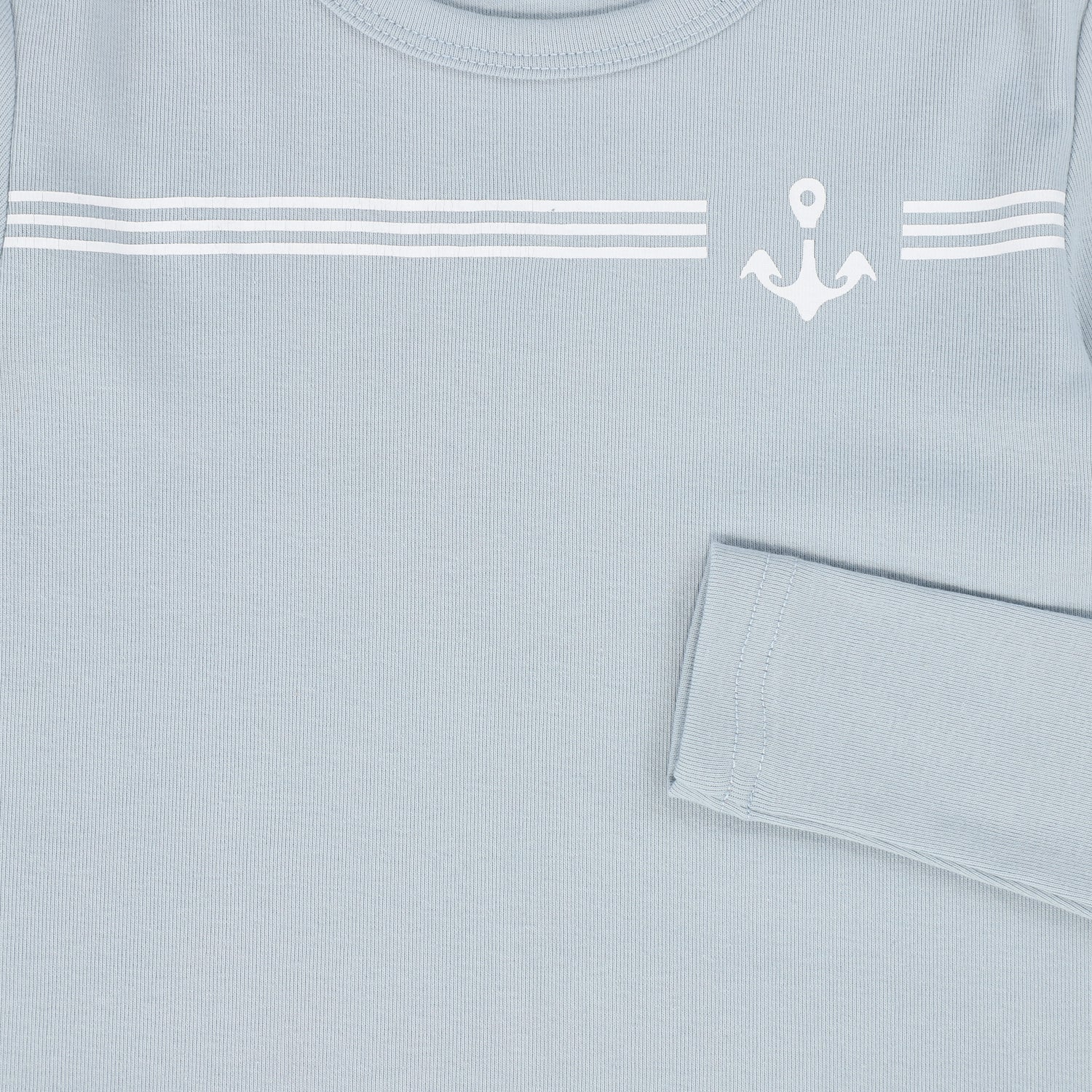 Bamboo Blue Anchor Emblem Long Sleeve Tee Shirt