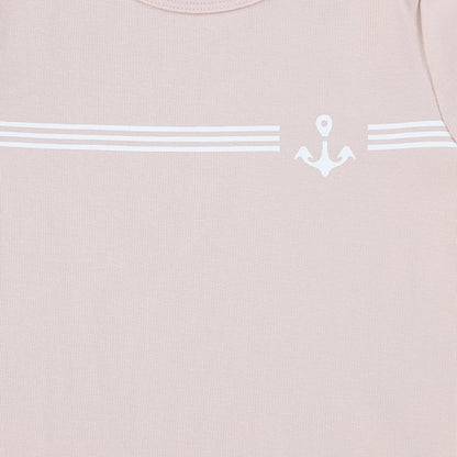 Bamboo Pink Anchor Emblem Short Sleeve Tee Shirt