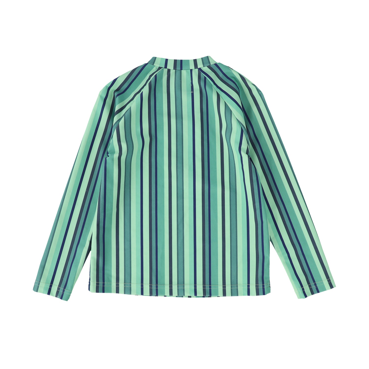 Bamboo Green Stripe Long Sleeve Zip Swim Tee