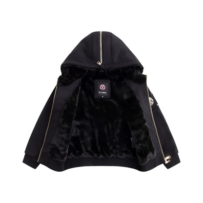 Ellabee Black Elora Fur Lined Down Hoodie