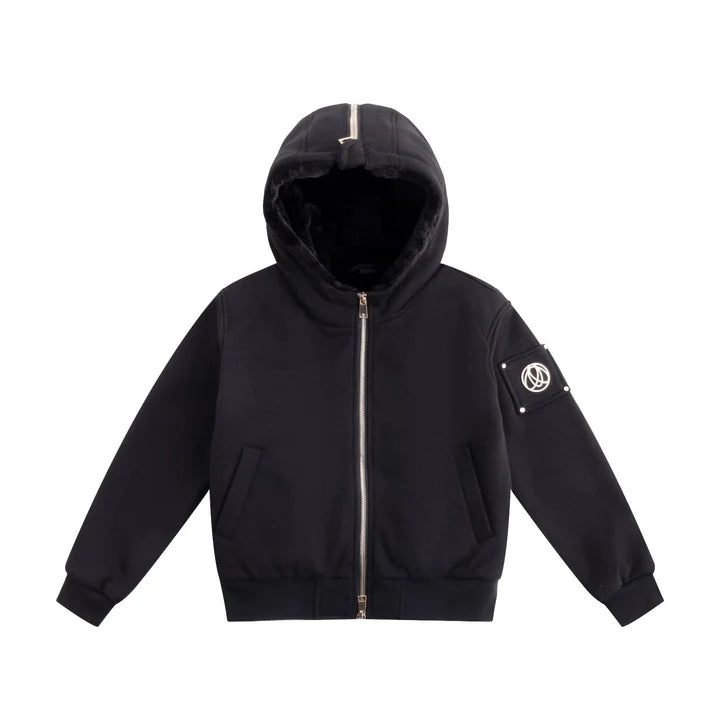 Ellabee Black Elora Fur Lined Down Hoodie