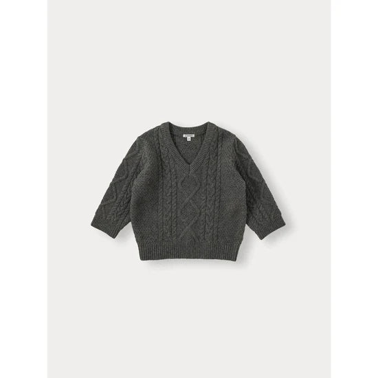 Bene Bene Baby Melange Gray Cable V-Neck Pullover